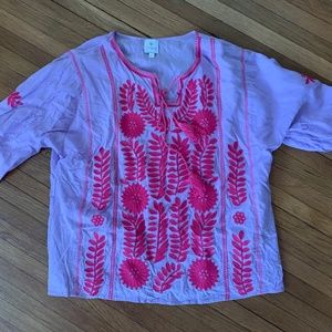 J. Marie Lilac and Pink Peasant Top